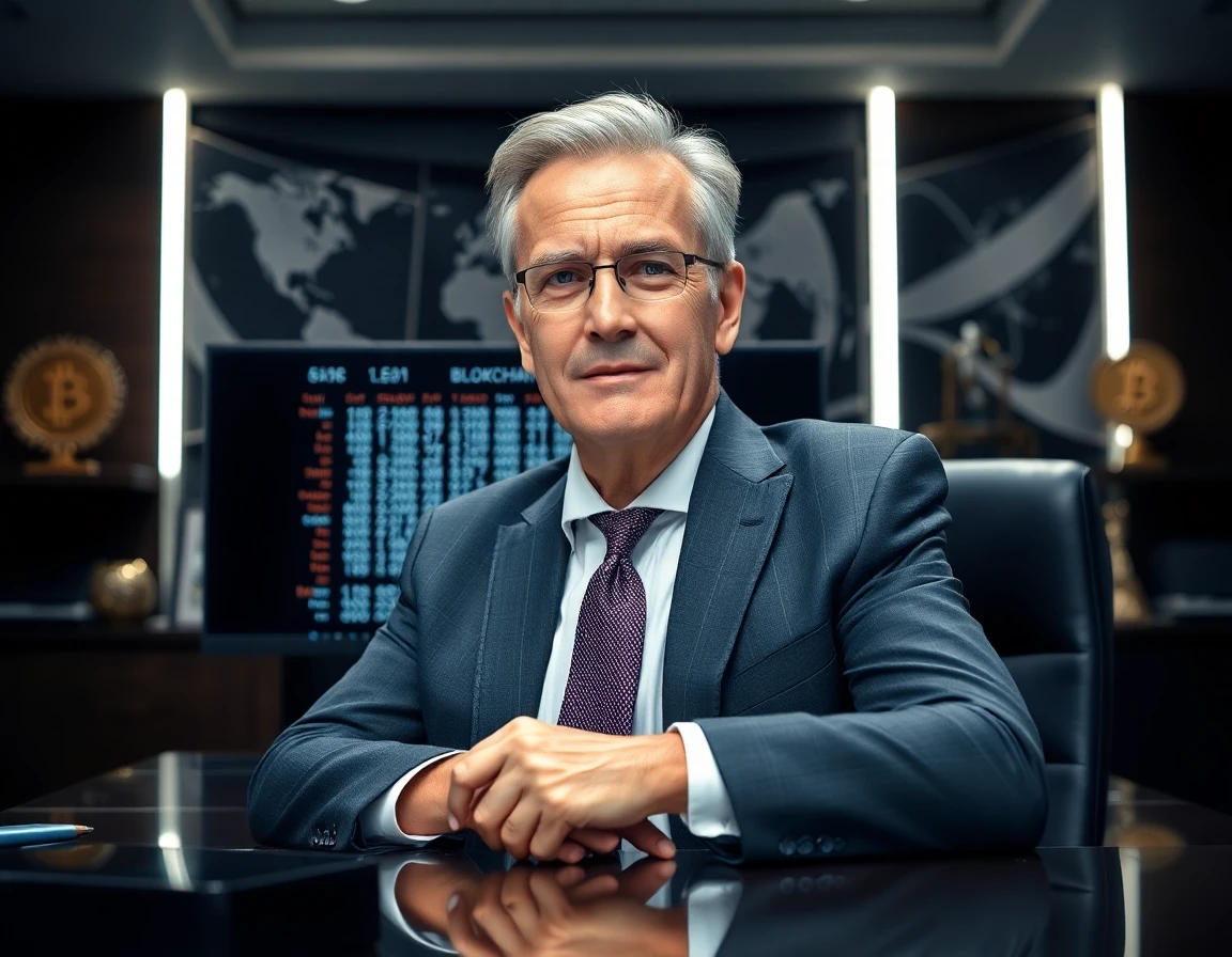 Authoritative professional discussing crypto data in office setting for guidelines